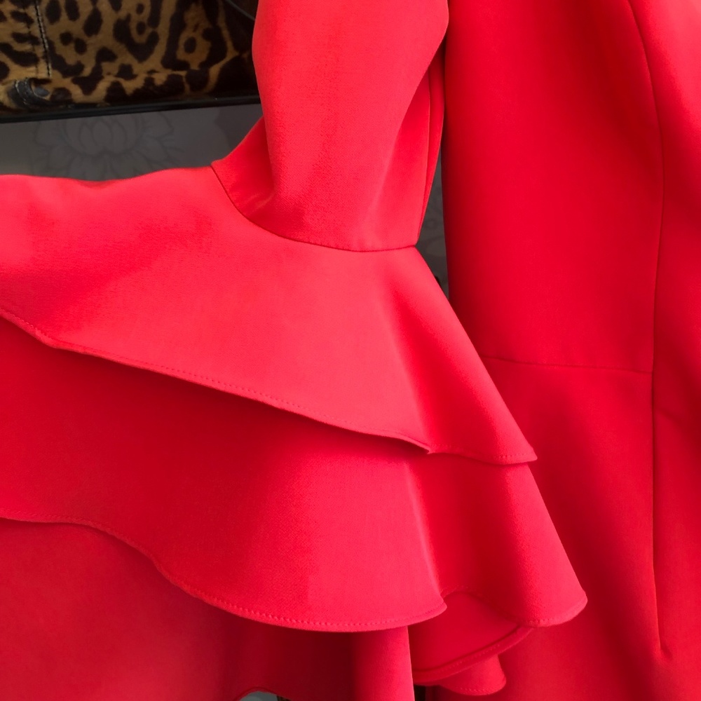 MILLY Cherry Red Double Ruffle SELENA Dress - Picture 4 of 8